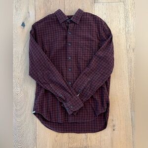 Bonobos Men Slim Fit Red Maroon Flannel Plaid Button Up Casual Medium
